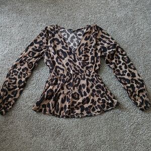 🧚‍♀️Chic Shein Leopard Print Blouse NWOT